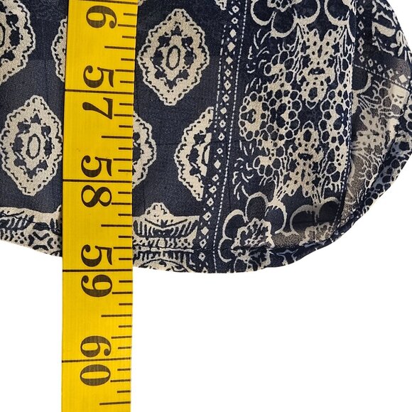 Aakaa Boho Maxi Dress Blue White Geo Print Short Sleeve Lightweight Small Resort - Picture 6 of 13